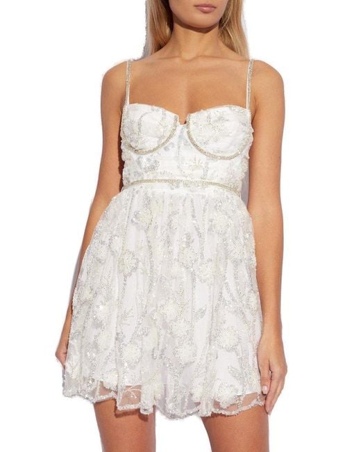 Self-Portrait White Tulle Dress With Sequins,