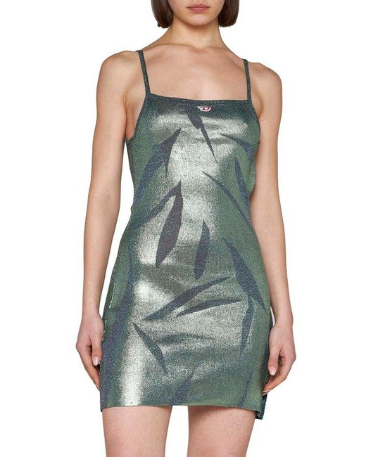 DIESEL Metalliceffect Sleeveless Mini Dress in Green Lyst