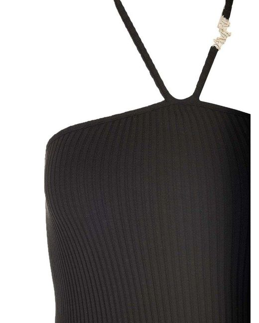 Amiri Black High-waist Strap-detailed Pencil Midi Skirt