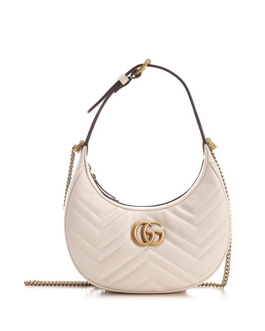 Gucci Leather GG Marmont Half-moon-shaped Mini Bag in White | Lyst ...