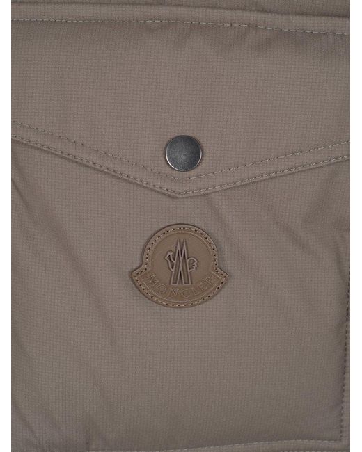 Moncler Brown Logo Patch Padded Coat for men