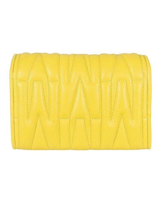 Moschino Yellow Logo Plaque Chain-link Wallet