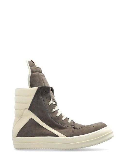 Rick Owens White High-Top Lace-Up Sneakers for men