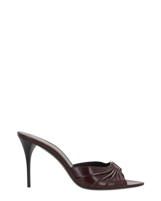 Saint Laurent Red Babylone Cassandre 90 Leather Mules