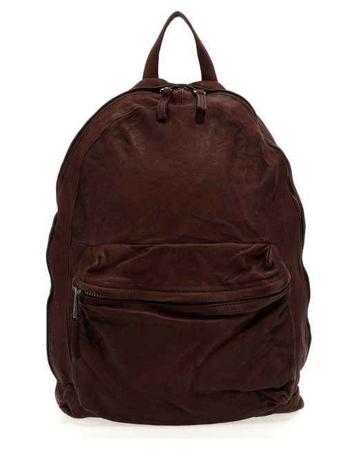 Giorgio Brato Brown Top Handle Zip-up Backpack for men