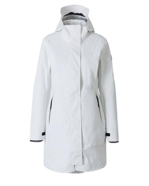 Canada Goose White Salida Long-sleeved Hooded Raincoat