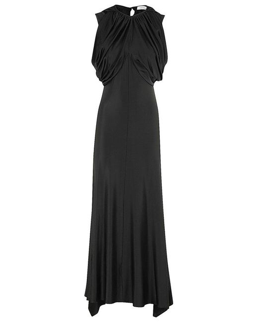 Rabanne Black Gather Detailed Midi Dress