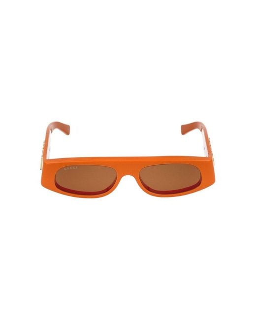 Gucci Orange Rectangle Frame Sunglasses