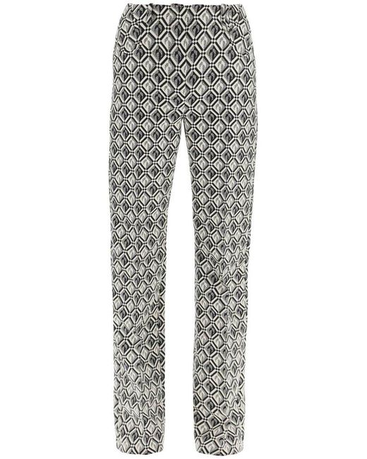 MARINE SERRE Gray Tartan Motif High-waist Trousers