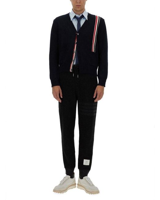 Thom Browne Black Drawstring Knitted Track Pants for men