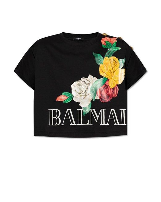 Balmain Black Printed T-shirt,