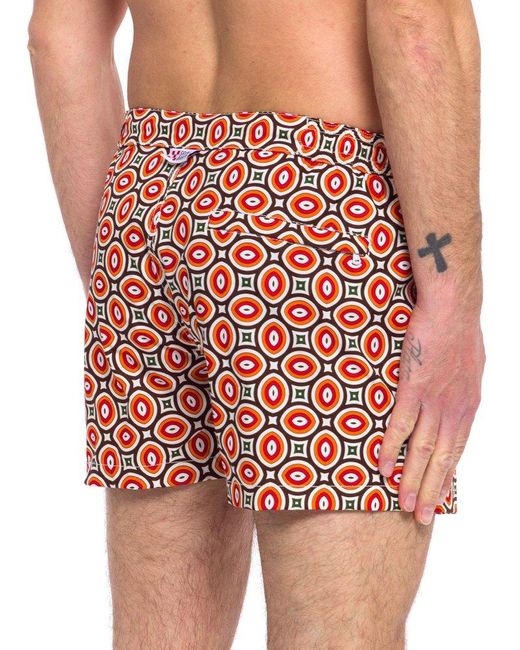 Mc2 Saint Barth Red All-over Patterned Swim Shorts for men