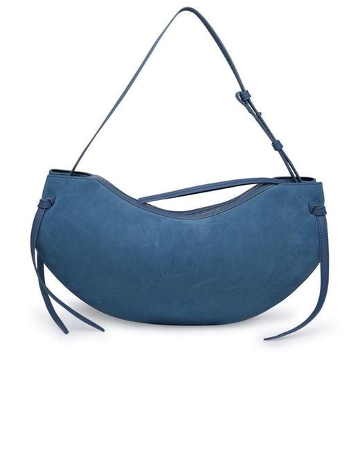 Yuzefi Blue Logo Embossed Drawstring Shoulder Bag