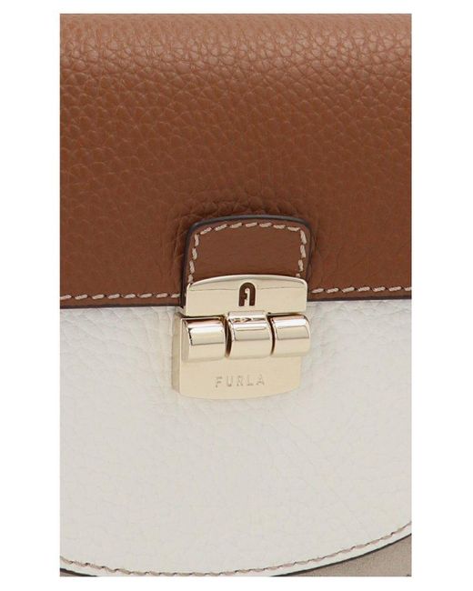 Womens Bags Shoulder bags Save 29% Furla Leather Colour-blocked Logo Engraved Crossbody Bag in Brown 
