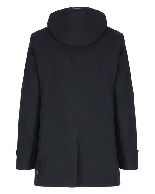 Herno Black Gortex Long-Sleeved Hooded Jacket for men
