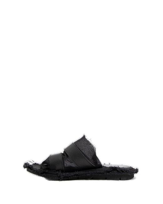Yohji Yamamoto Black Frayed Slip-on Sandals