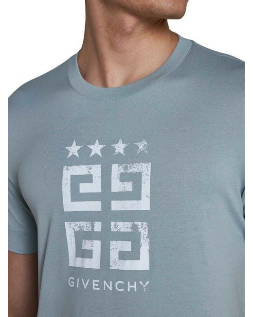 Givenchy Blue Logo Cotton T-shirt for men