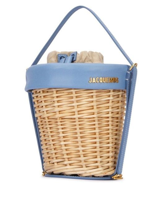 Jacquemus Blue Le Panier Seau Wicker Bucket Bag