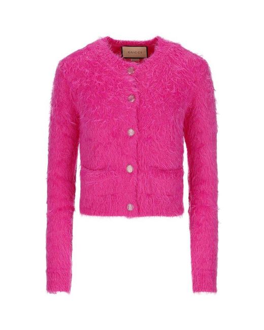 Gucci Pink Brushed Knit Cardigan