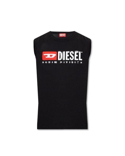 DIESEL Black 't-bisco-divstroyed' Sleeveless T-shirt for men