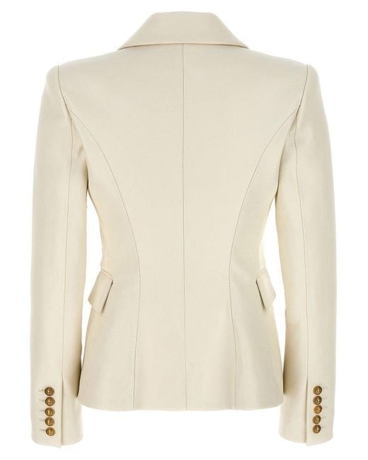 Balmain Natural Double-breasted Leather Blazer Blazer And Suits