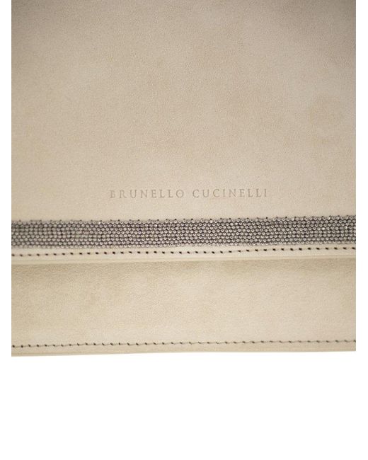 Brunello Cucinelli Natural Suede Bag With Precious Contour