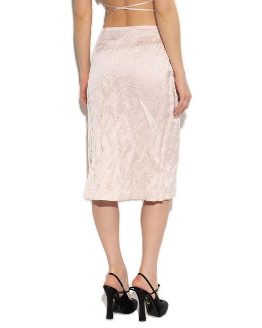 Blumarine Pink Satin Skirt With Crinkle Effect