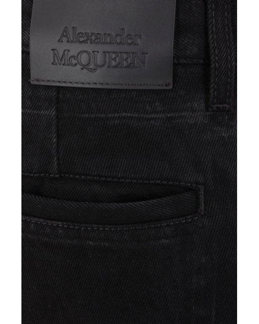 Alexander McQueen Blue Logo Patch Straight-leg Jeans for men