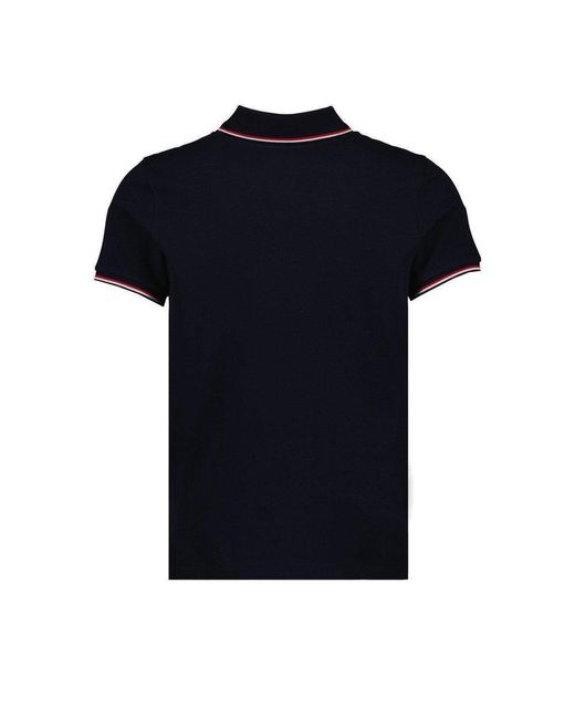 Moncler Black Logo Patch Short-sleeved Polo Shirt for men