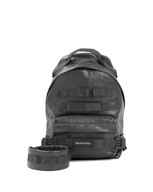 Balenciaga Leather Logo Tape Backpack in Grey (Gray) for Men Lyst