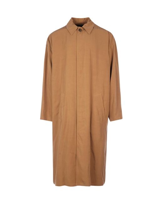 Balenciaga Brown Fluid Long-line Coat for men