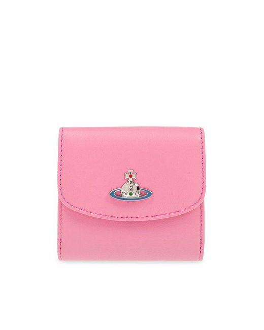 Vivienne Westwood Pink Leather Wallet With Logo
