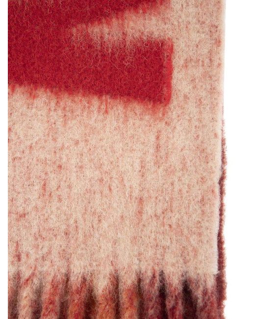 Marni Red Alpaca, Wool And Mohair Blend Scarf