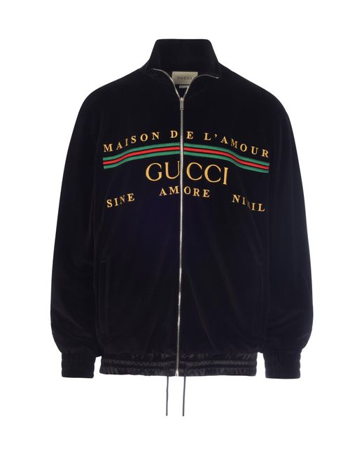 Gucci Cotton Logo Embroidered Jacket in Black for Men - Save 40% | Lyst UK