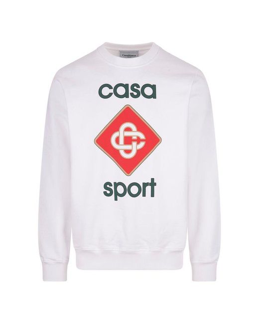 Casablancabrand White Casa Sport Crewneck Sweatshirt for men