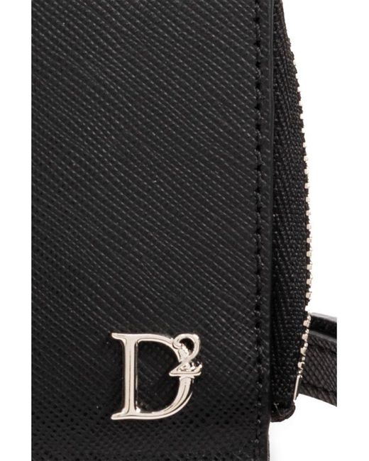 DSquared² Black Wallet With Neck Strap, for men