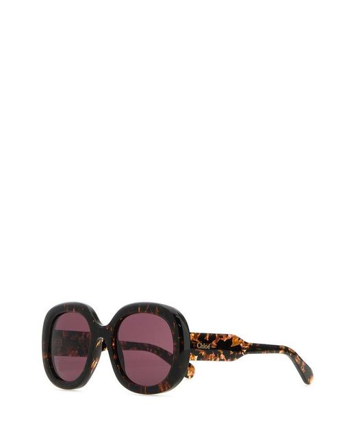 Chloé Purple Eyewear Square Frame Sunglasses