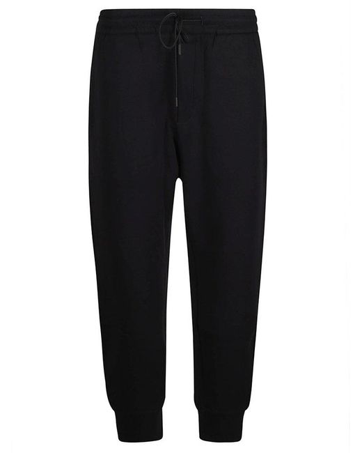 Emporio Armani Black Logo Printed Drawstring Track Pants for men