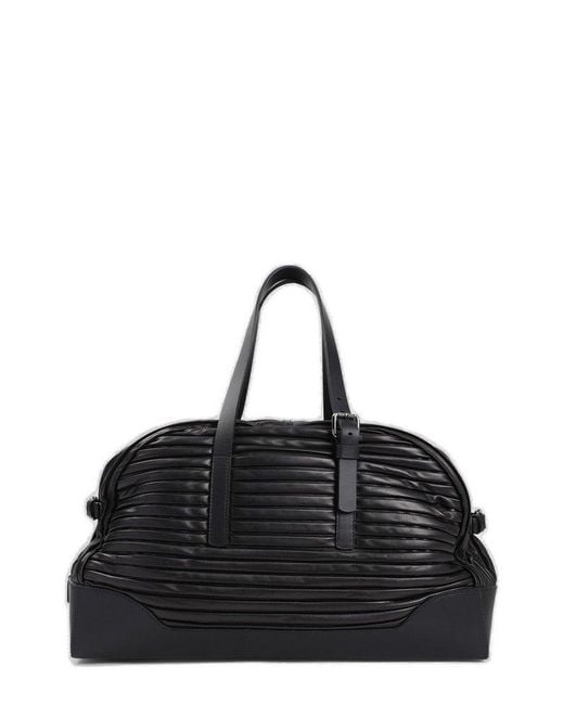 Giorgio Armani Black Pleated Duffel Bag for men