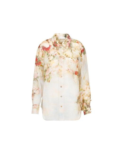Zimmermann Natural Floral-printed Button-up Shirt