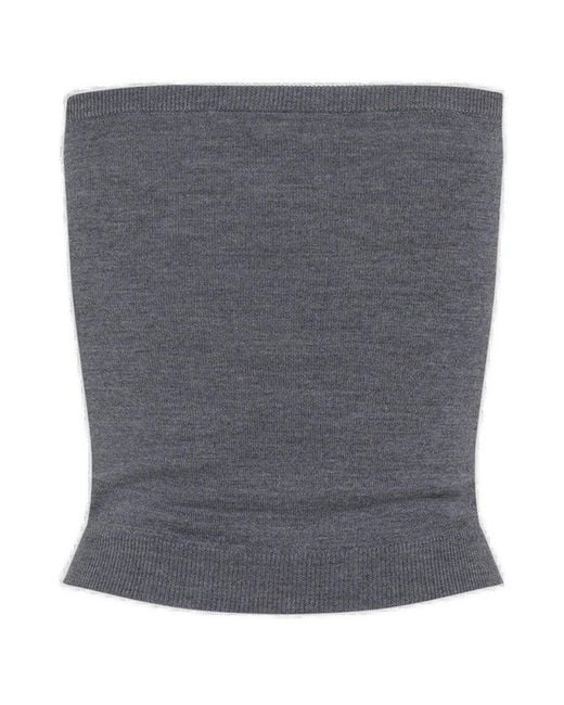 Miu Miu Gray Strapless Knitted Top