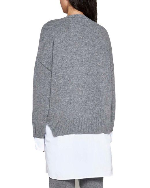 Stella McCartney Gray Wool And Poplin 2-in-1 Sweater