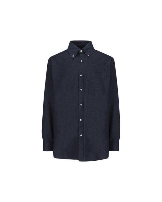 Loro Piana Blue Long Sleeved Buttoned Shirt for men