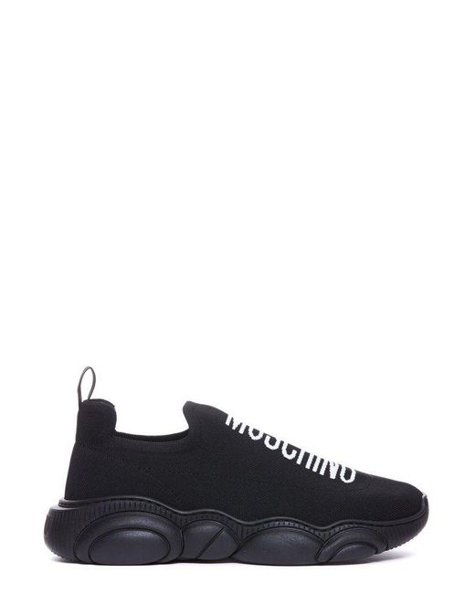 Moschino Black Logo Printed Slip-on Sneakers for men