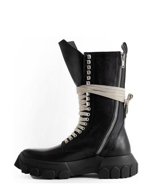 Rick Owens Black Army Tractor Zipped Boots for men
