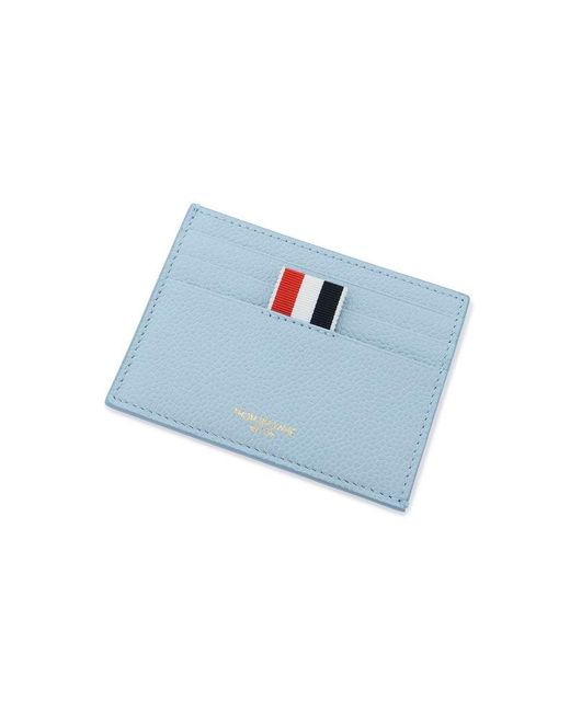 Thom Browne Blue 4 Bar Leather Card Holder for men