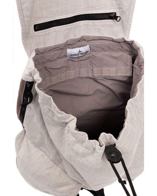 Stone Island Gray Linen Backpack, for men
