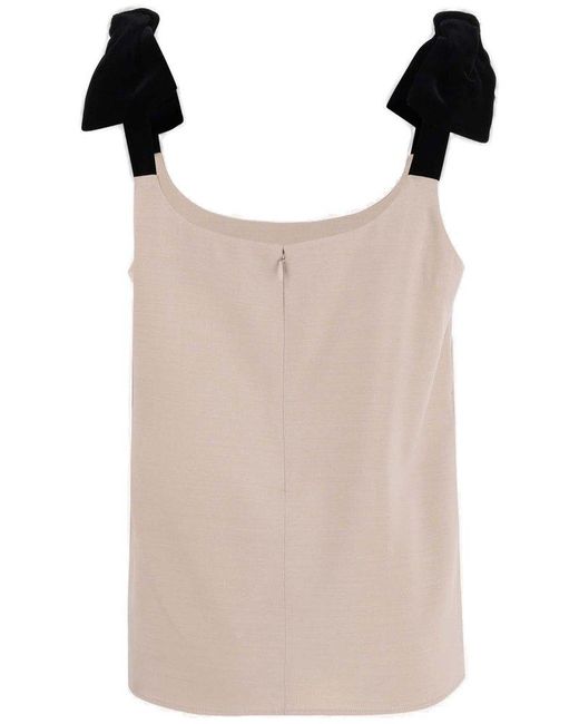 Chloé Natural Wool And Silk Top With Bow Detail