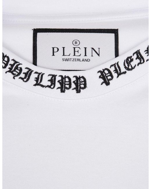 Philipp Plein White T-Shirt With Embroidered Logo for men