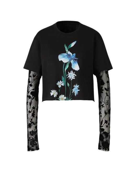 Givenchy Black Cropped Overlay T-Shirt